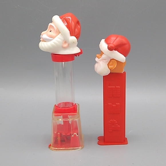 Santa Candy Dispensers PEZ Dispenser FLIX Mini Gumball Dispenser Set 2 Vintage - Picture 4 of 13